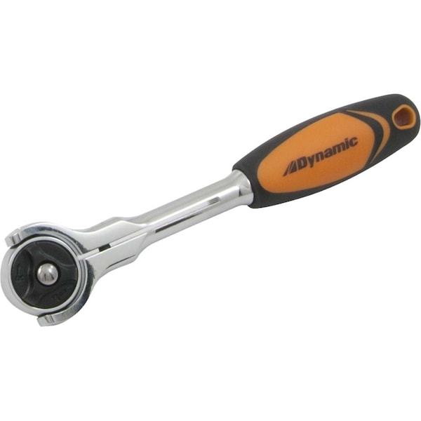1/4" Dr Swivel Head 72 Tooth Ratchet, Chrome Comfort Handle, 6" Long